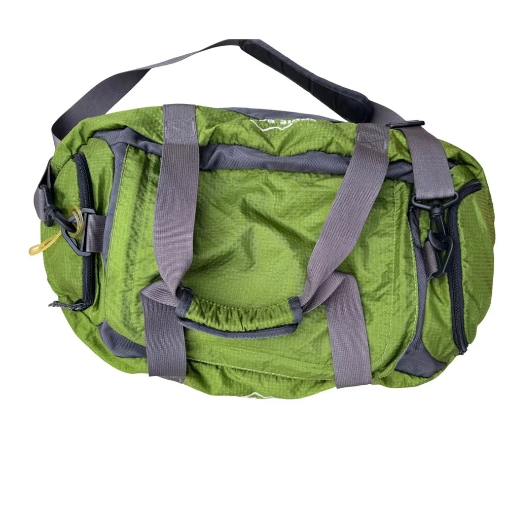 Eddie Bauer Expedition 20 Duffle Bag Green Gray Ripstop Nylon‎ Travel Gym Sport